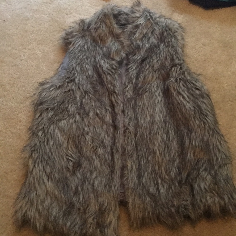 Gray fur vest